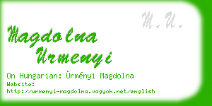 magdolna urmenyi business card